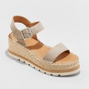 Women's Universal Open-Toe Thread Jute Platform Suede Strap Sandals
